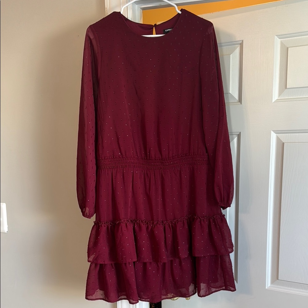 Express Burgundy Sparkle Dress - L